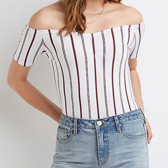 Charlotte Russe Tops - Stripped off the shoulder top S
